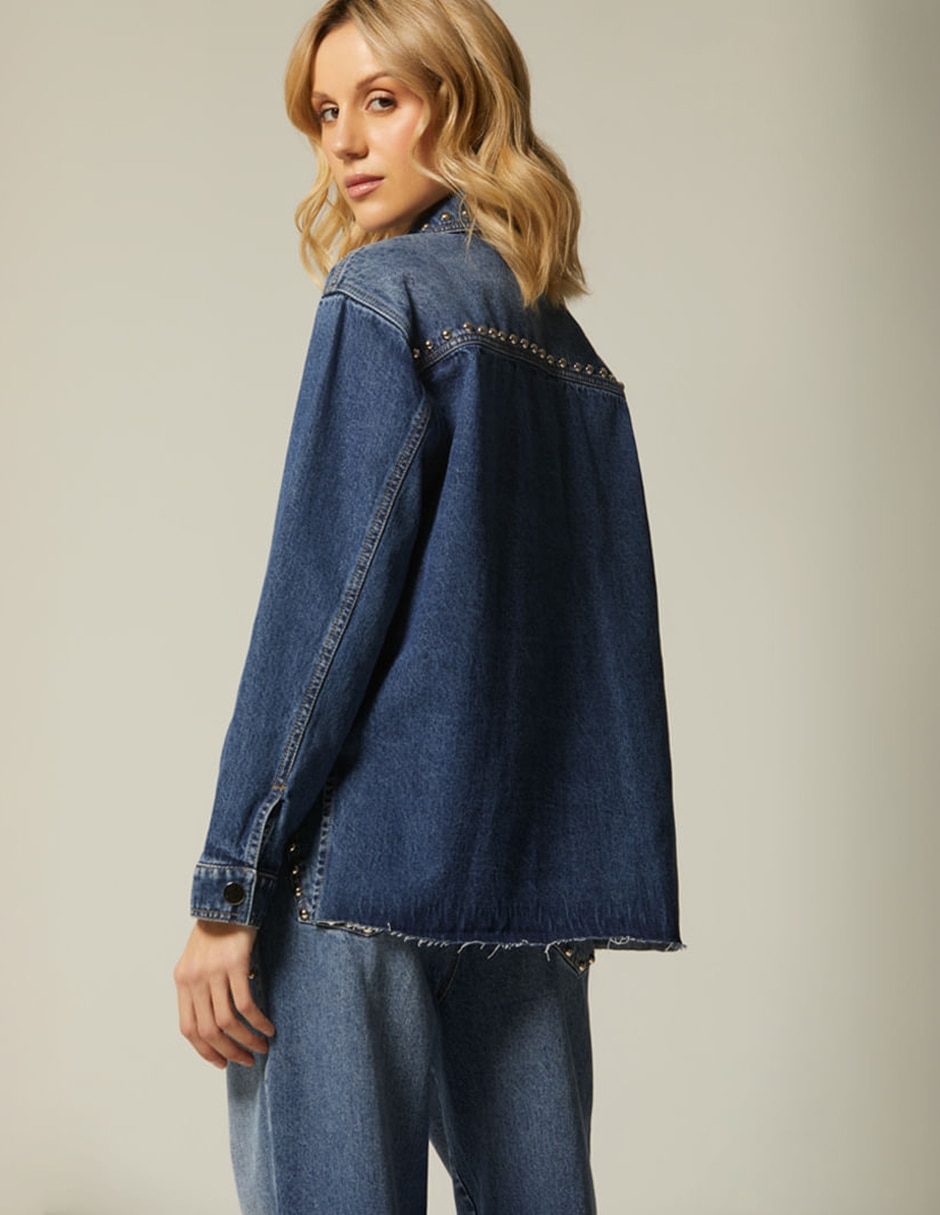 Blusa camisera milan denim studios manga larga para mujer 4