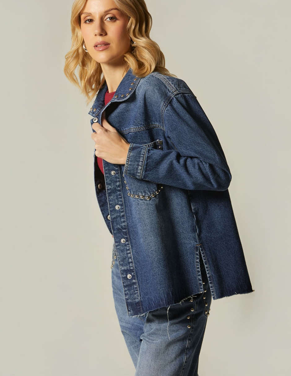 Blusa camisera milan denim studios manga larga para mujer 5
