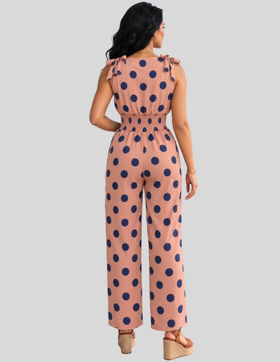 Jumpsuit Jumpsuit Elegante de Lunares para Mujer Enterizo Chic de Pierna Ancha Estilo Casual y Sofisticado de Poliéster Formal estampado Lunares para mujer 6