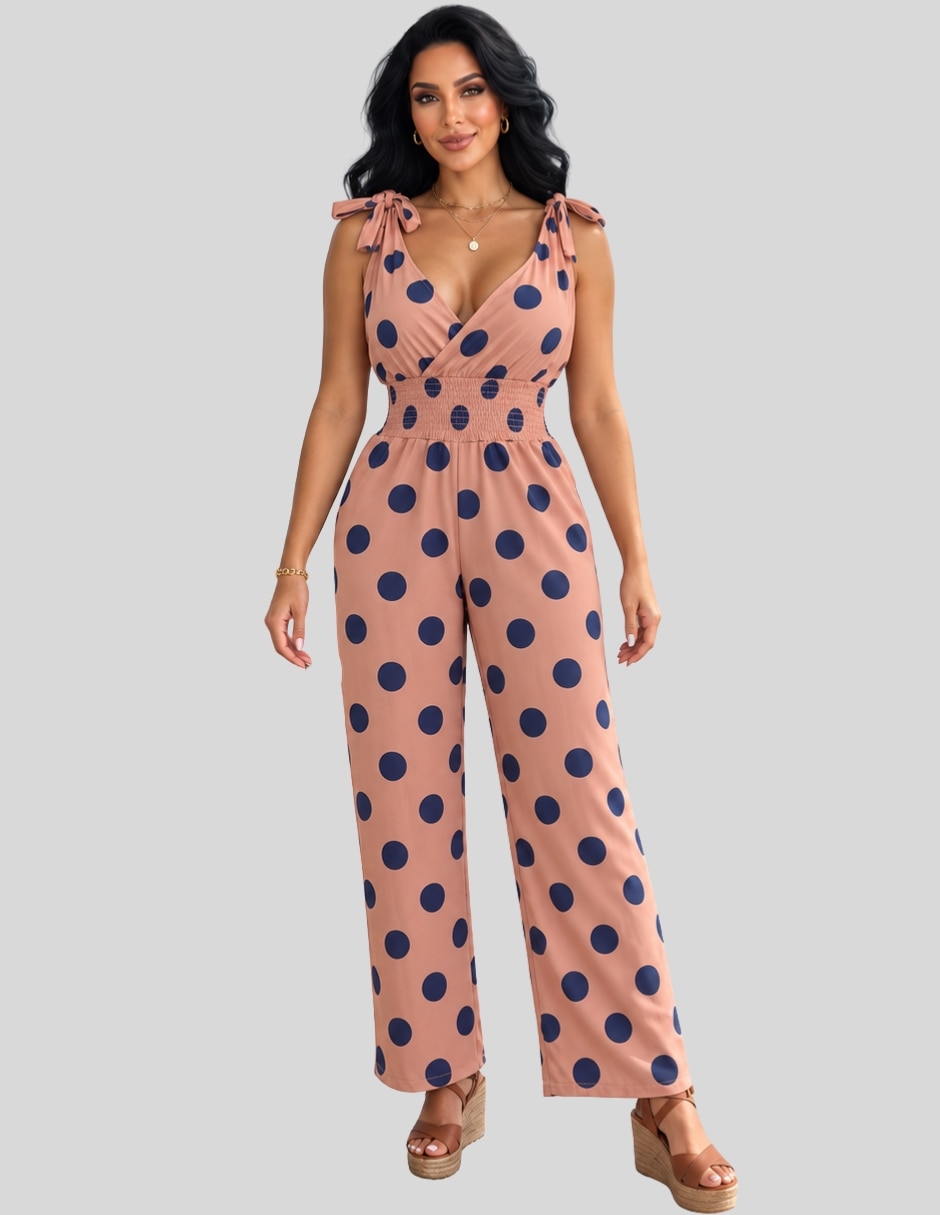 Jumpsuit Jumpsuit Elegante de Lunares para Mujer Enterizo Chic de Pierna Ancha Estilo Casual y Sofisticado de Poliéster Formal estampado Lunares para mujer 7