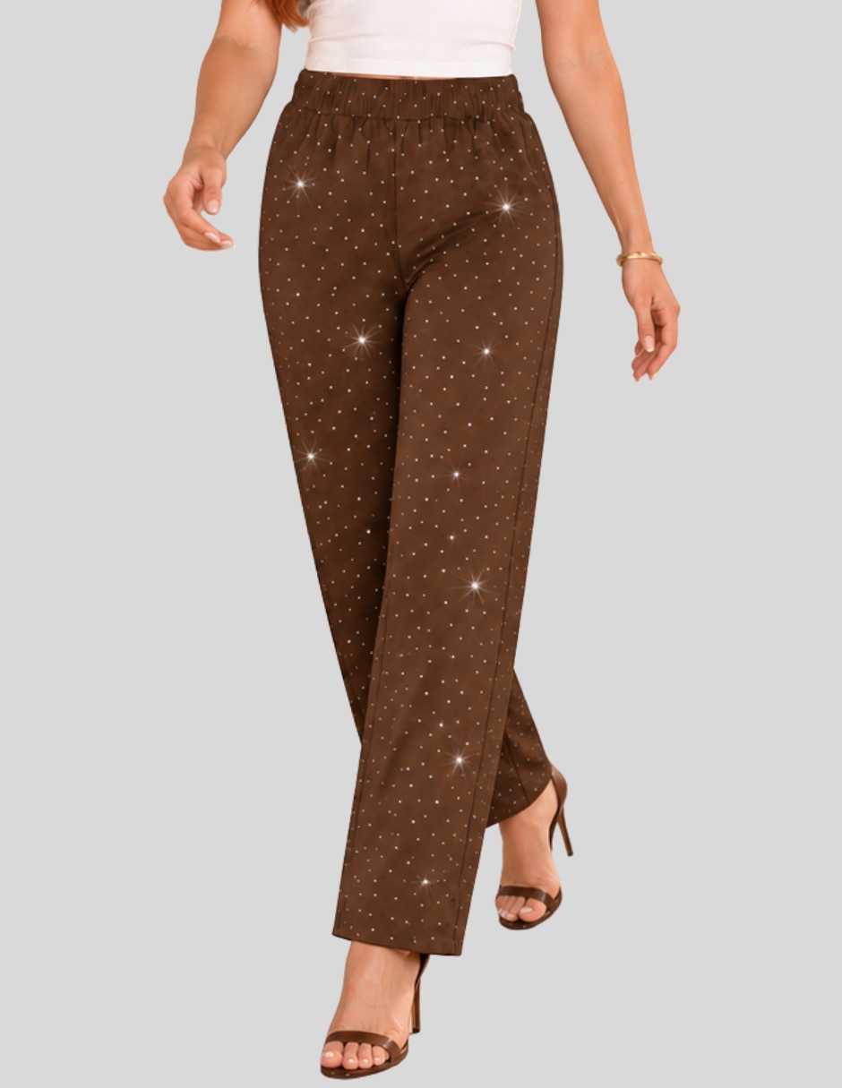 Pantalón Pantalón Wide Leg Verde Salvia con Destellos Brillantes y Cintura Elástica Recto para mujer Pantalón Pantalón Wide Leg Verde Salvia con Destellos Brillantes y Cintura Elástica Recto para mujer