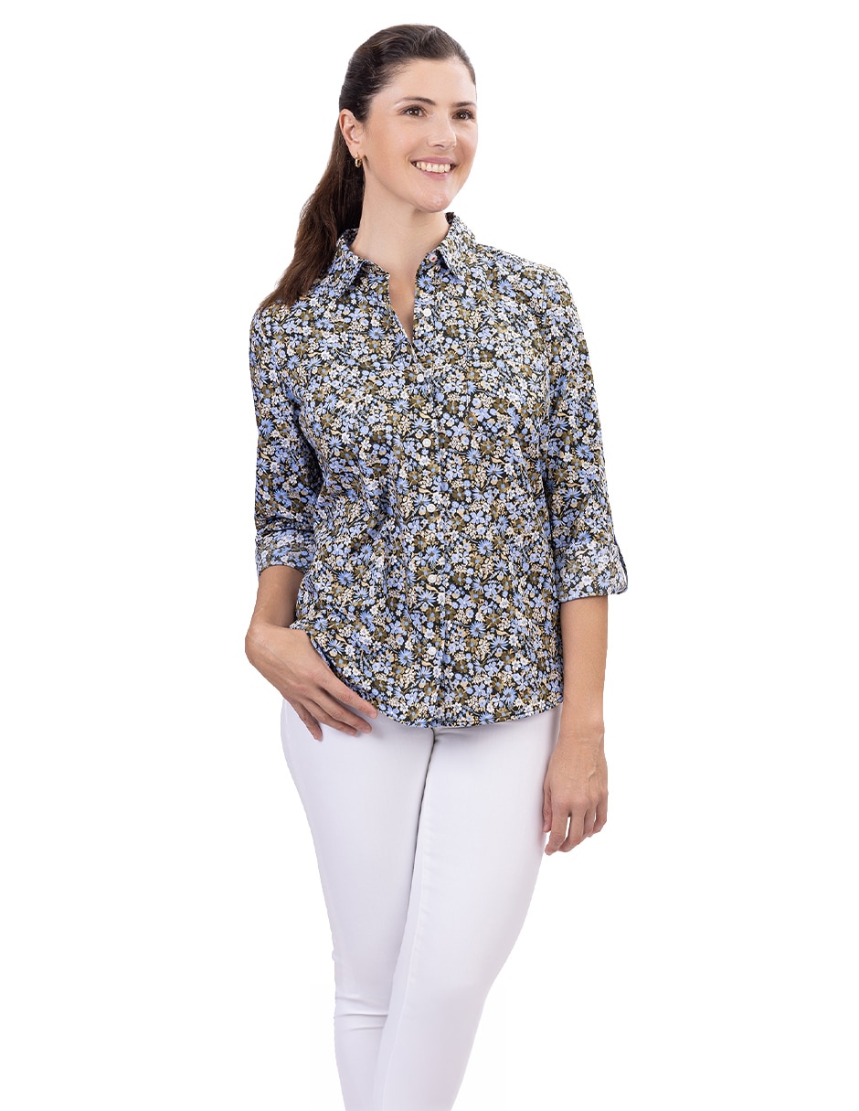 Camisa/Sobrecamisa de Algodón manga 3/4 para mujer Camisa/Sobrecamisa de Algodón manga 3/4 para mujer