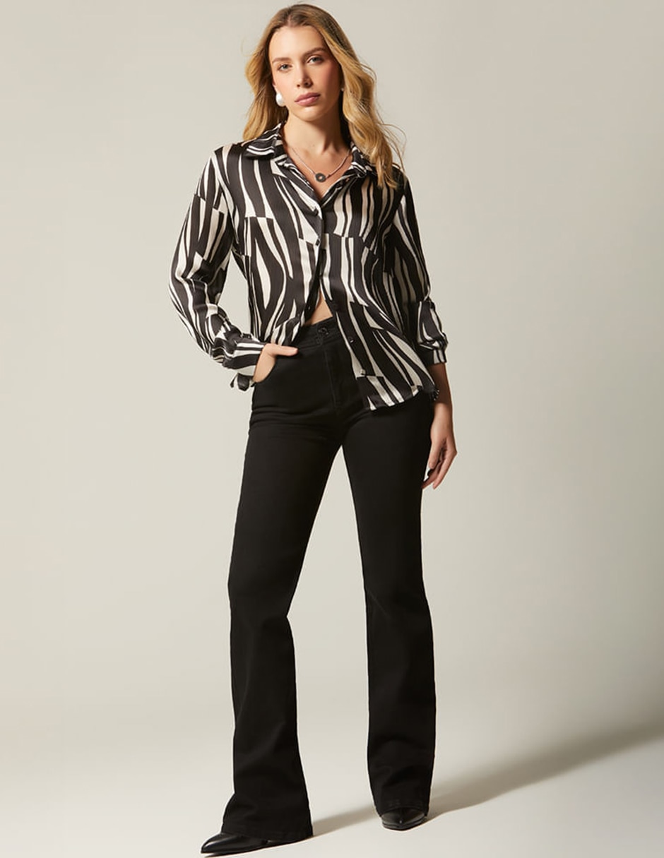 Blusa camisera Animal In Black manga Larga para mujer 5
