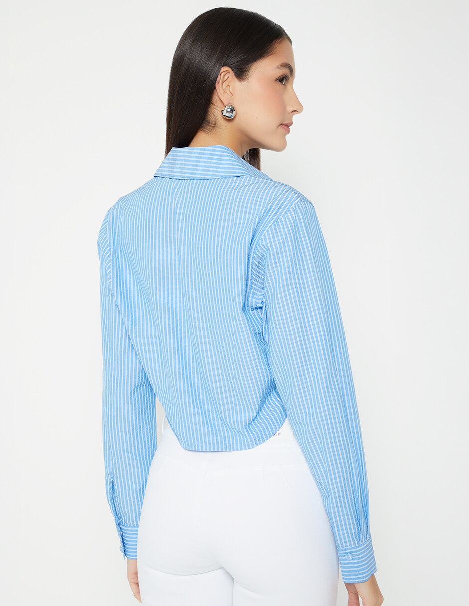Blusa camisera Rayas Libano manga Larga para mujer 3