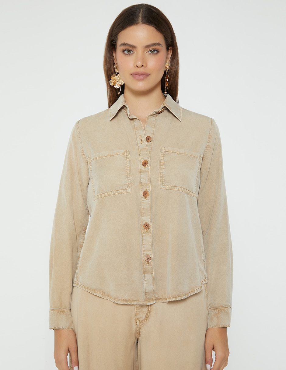 Blusa camisera Denim Camaguey manga Larga para mujer Blusa camisera Denim Camaguey manga Larga para mujer