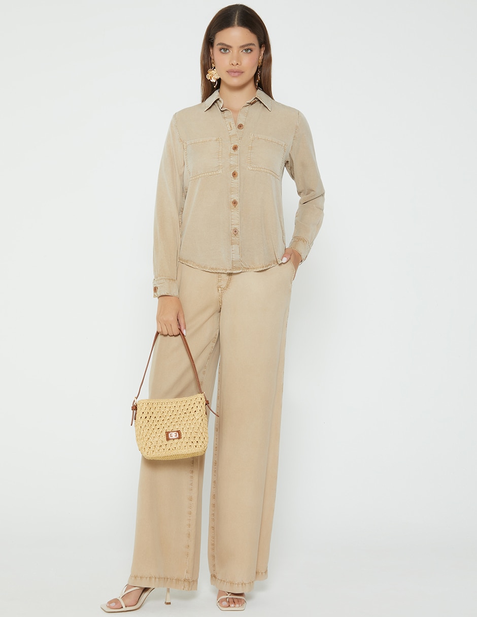 Blusa camisera Denim Camaguey manga Larga para mujer 3