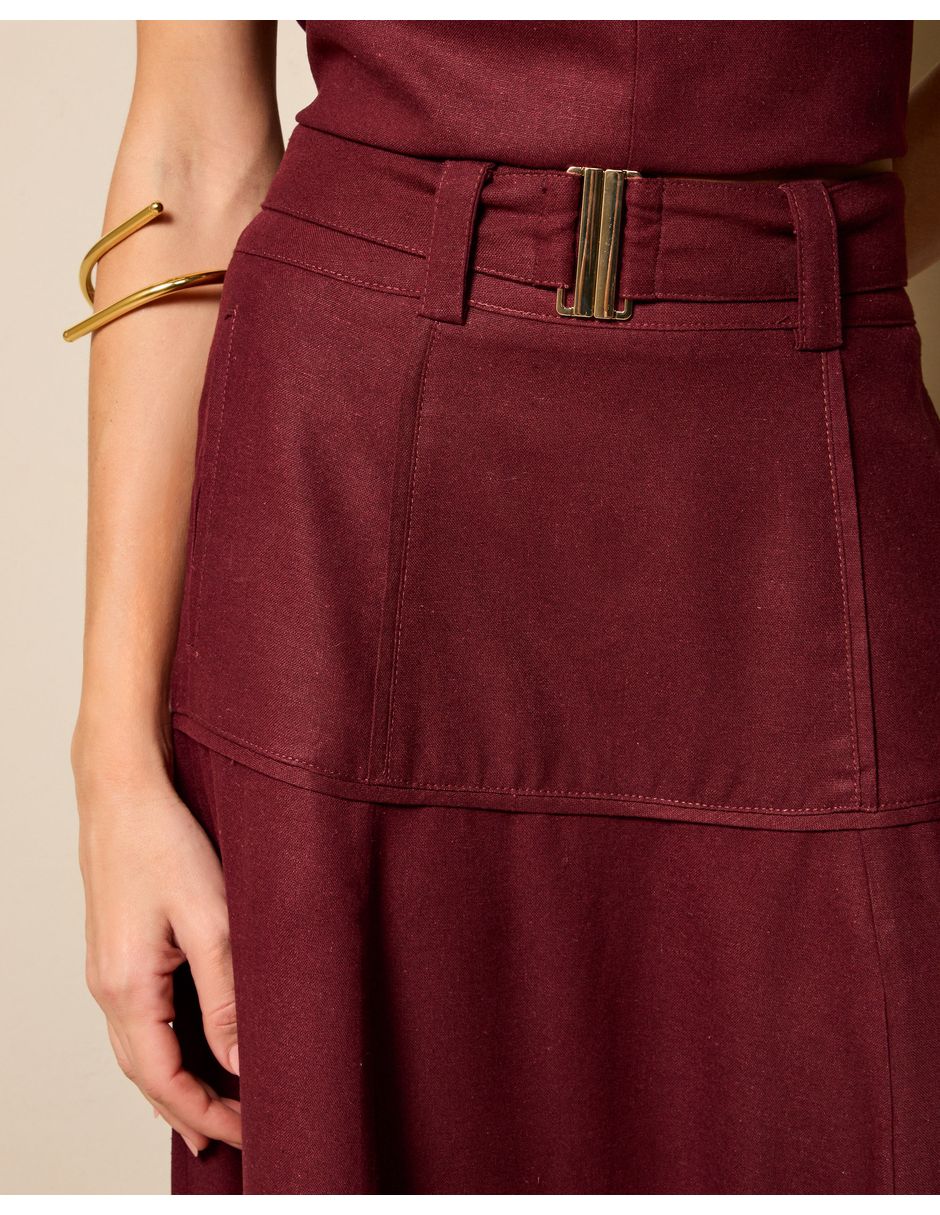 Falda/Falda short/Falda pantalón Largo de Viscosa a la (si aplica) Cintura alta 5