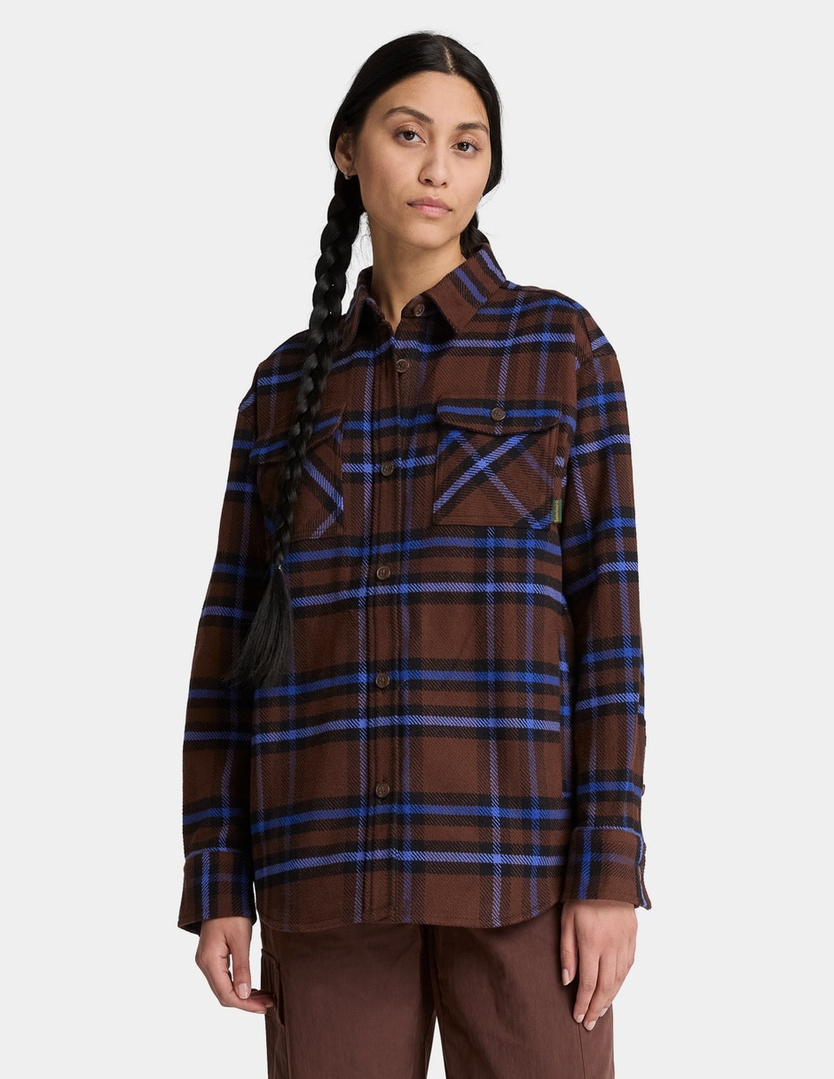 Camisa/Sobrecamisa Camisa de cuadros para mujer Café TBC0YH56AIL de Algodón manga Larga para mujer 1
