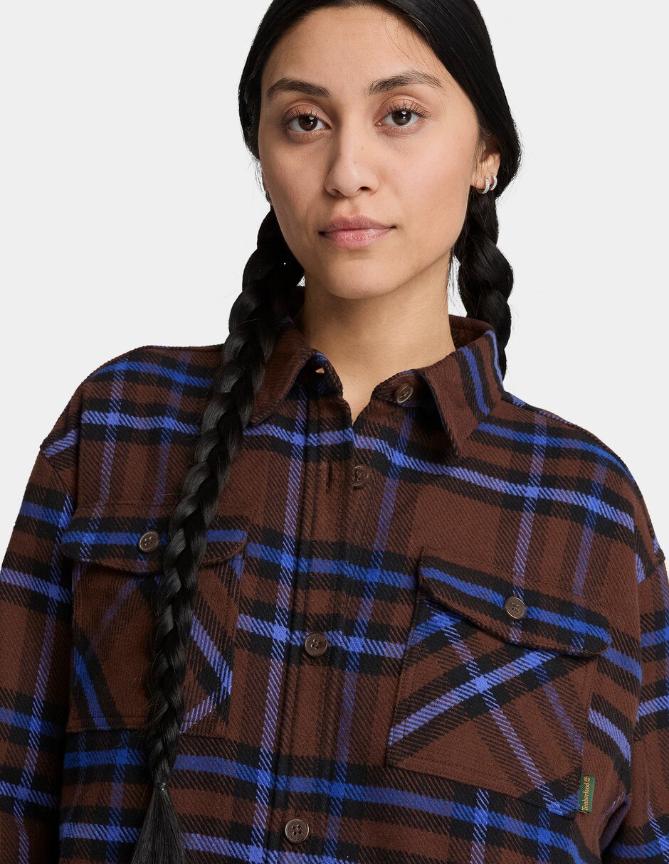 Camisa/Sobrecamisa Camisa de cuadros para mujer Café TBC0YH56AIL de Algodón manga Larga para mujer 3