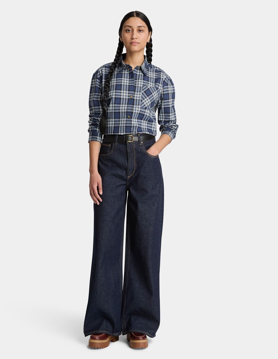 Camisa/Sobrecamisa Camisa de manga larga de franela de peso medio para mujer Azul TBC0YH58AII de Algodón manga Larga para mujer 2