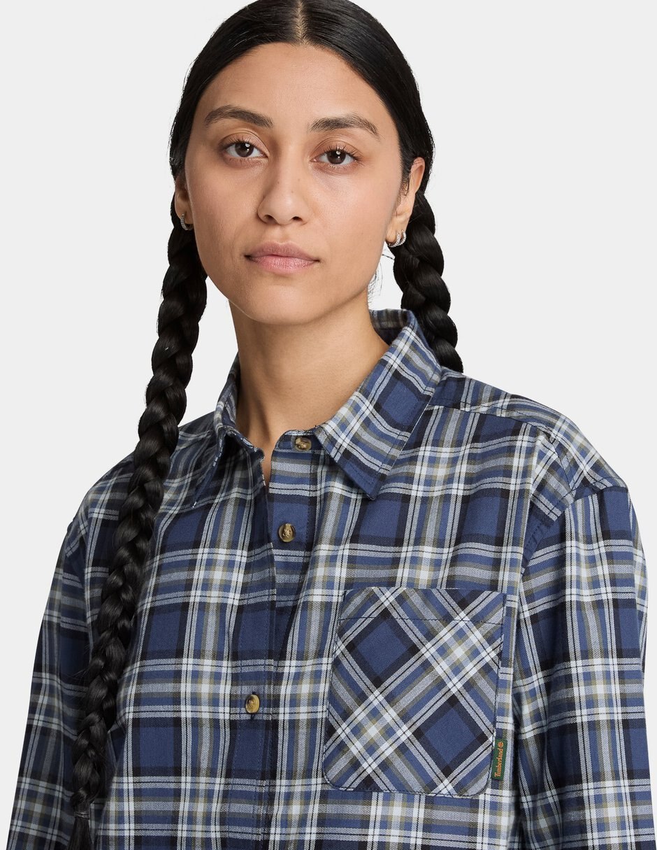 Camisa/Sobrecamisa Camisa de manga larga de franela de peso medio para mujer Azul TBC0YH58AII de Algodón manga Larga para mujer 3