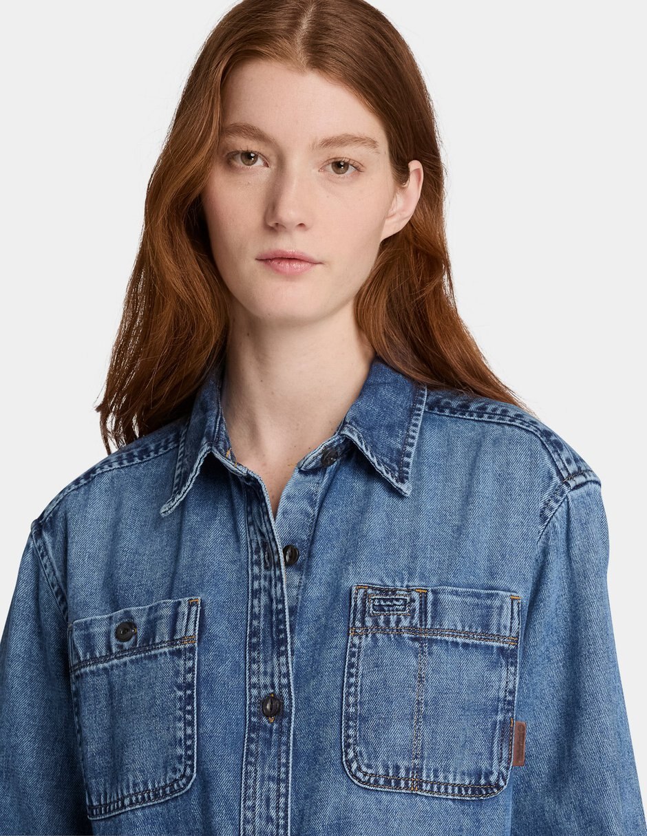 Camisa/Sobrecamisa Camisa de mezclilla de manga larga para mujer Azul TBC0YH57AO9 de Algodón manga Larga para mujer 3