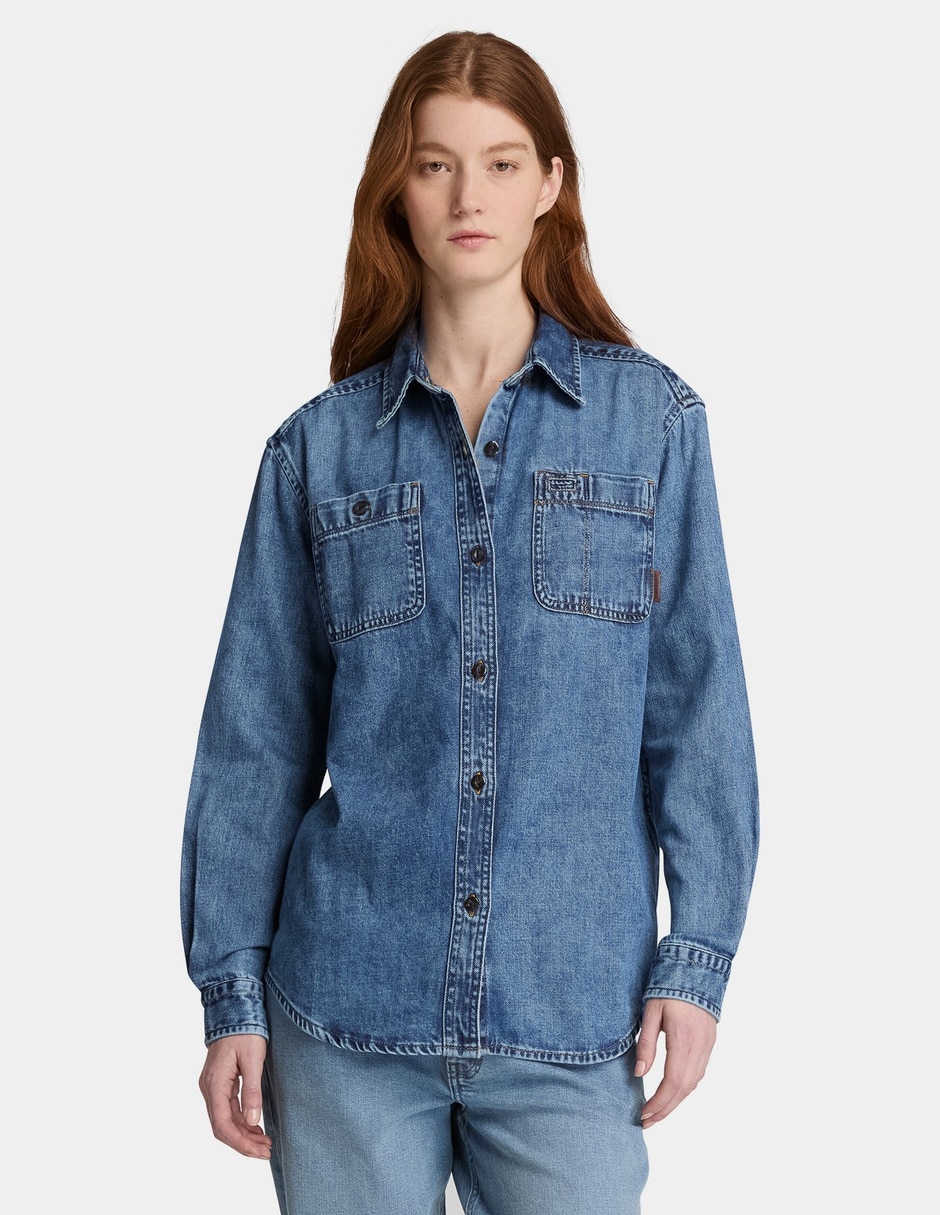 Camisa/Sobrecamisa Camisa de mezclilla de manga larga para mujer Azul TBC0YH57AO9 de Algodón manga Larga para mujer Camisa/Sobrecamisa Camisa de mezclilla de manga larga para mujer Azul TBC0YH57AO9 de Algodón manga Larga para mujer