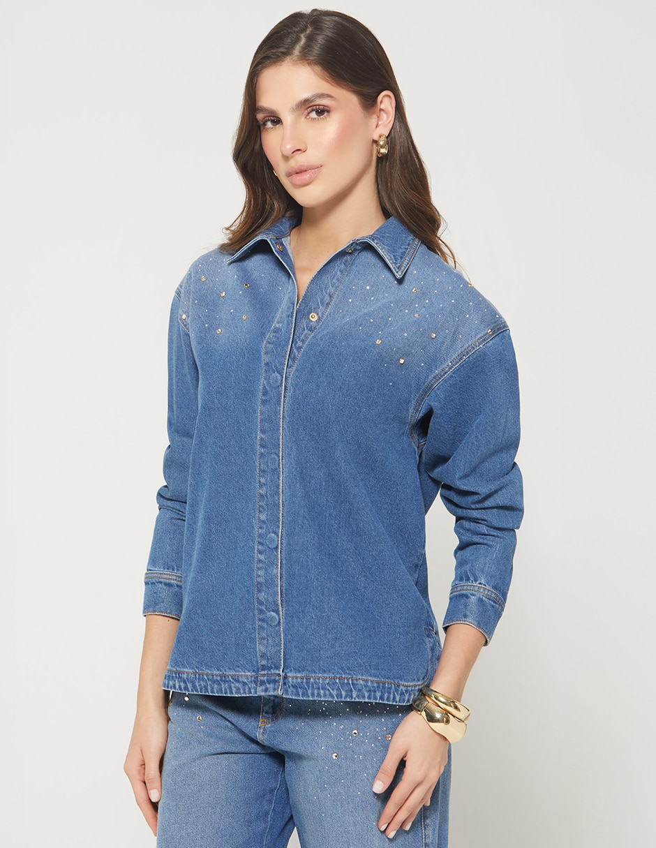 Blusa camisera Luxury Summer Denim manga Larga para mujer Blusa camisera Luxury Summer Denim manga Larga para mujer