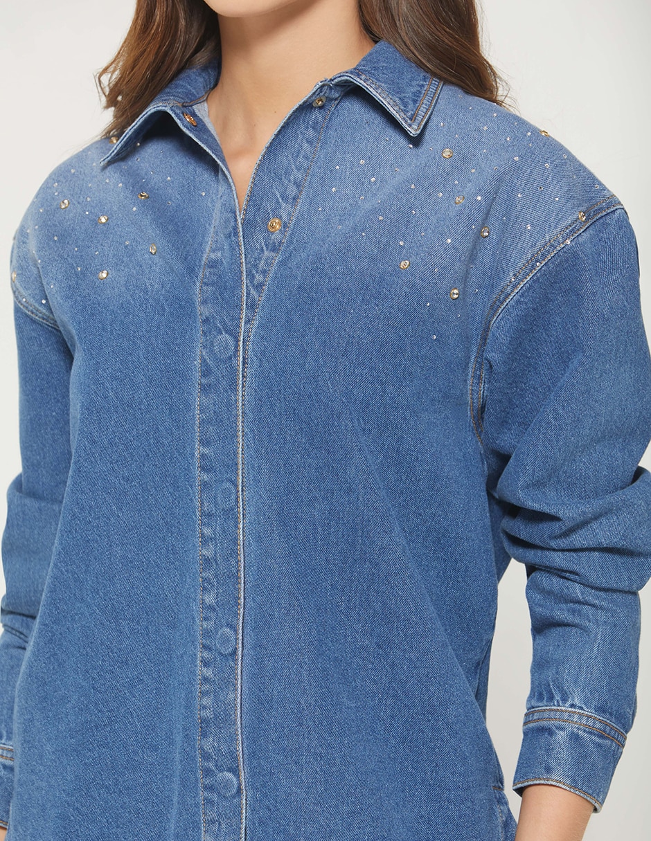 Blusa camisera Luxury Summer Denim manga Larga para mujer 3