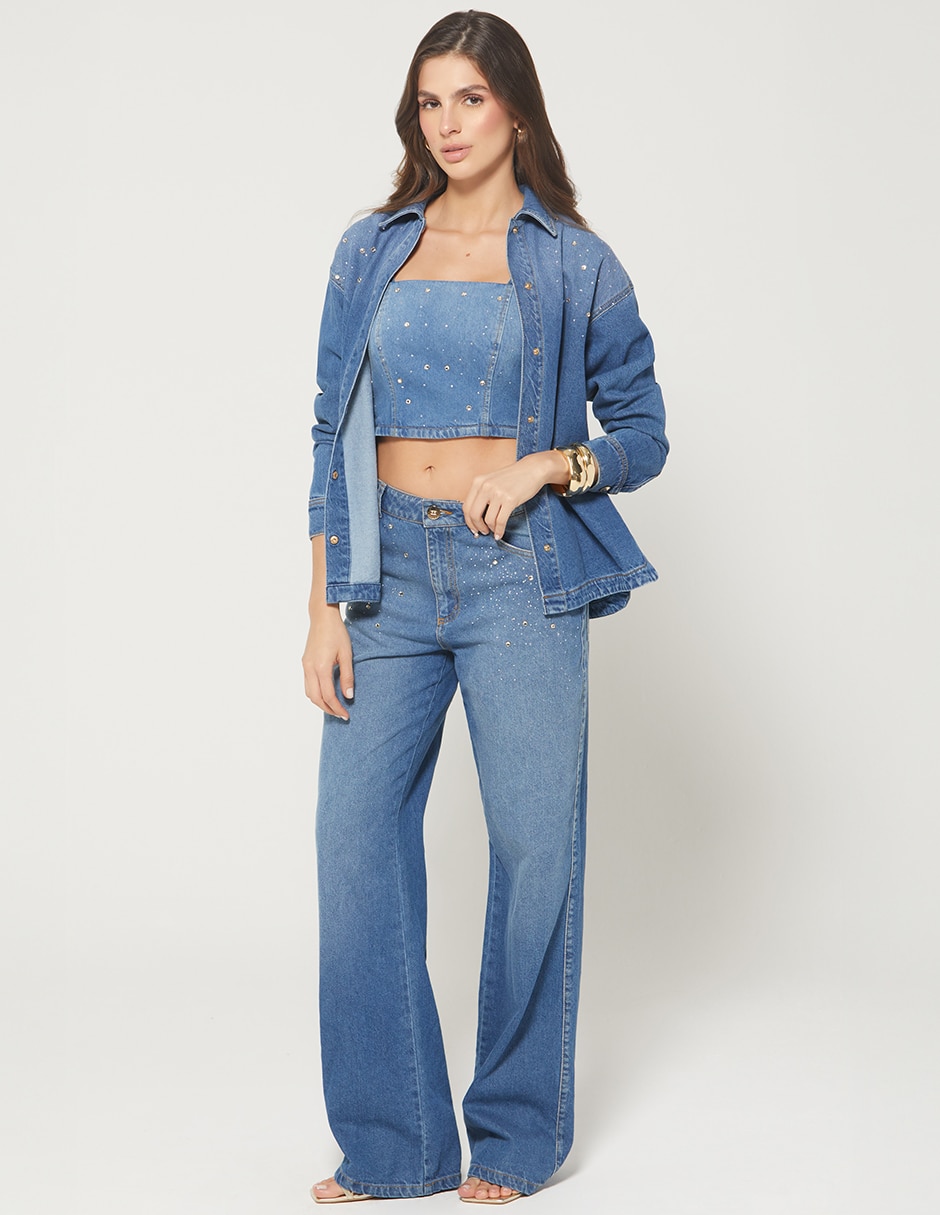 Blusa camisera Luxury Summer Denim manga Larga para mujer 4