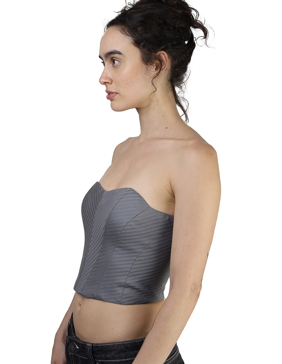 Blusa strapless manga Sin Manga para mujer 5
