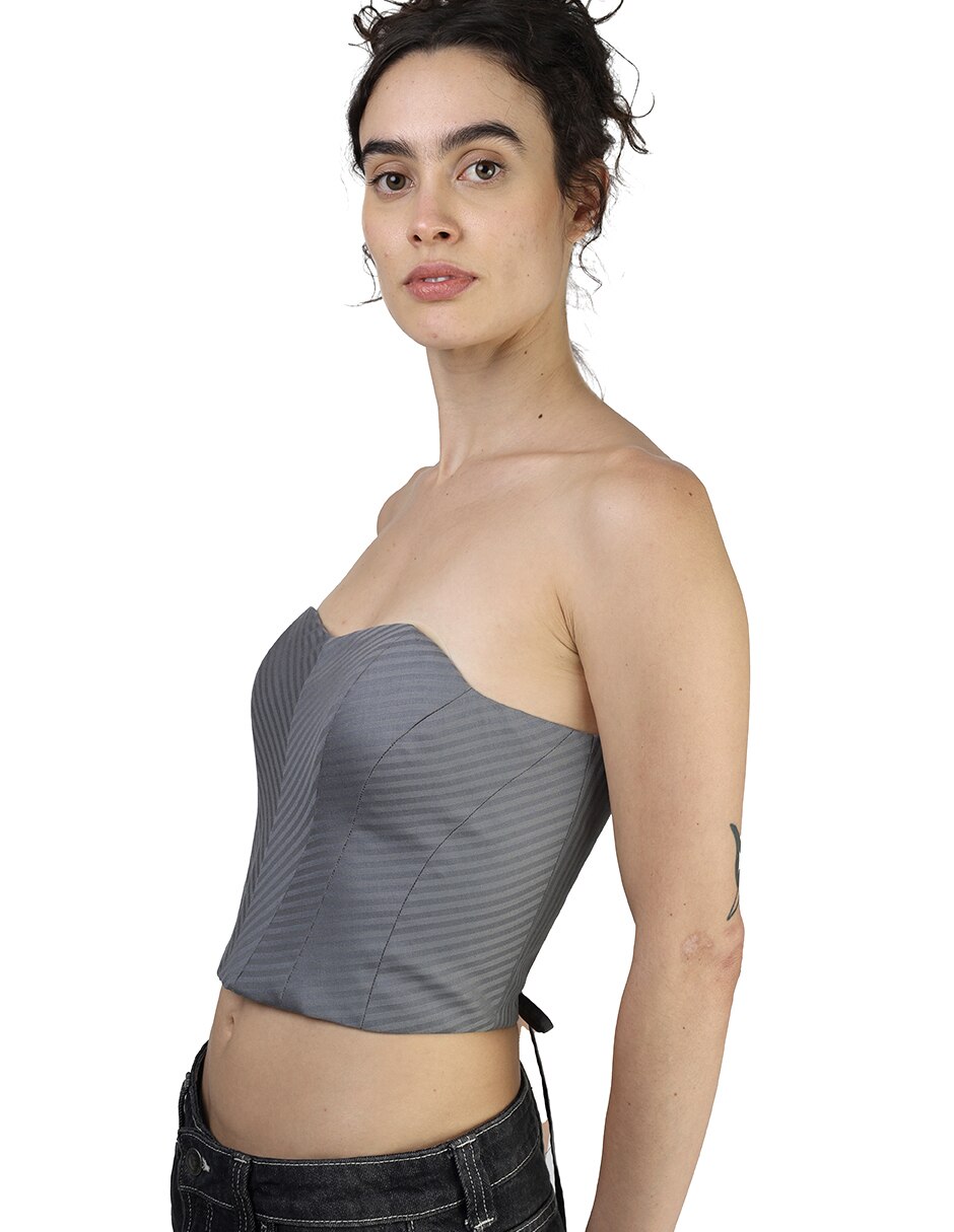 Blusa strapless manga Sin Manga para mujer 6