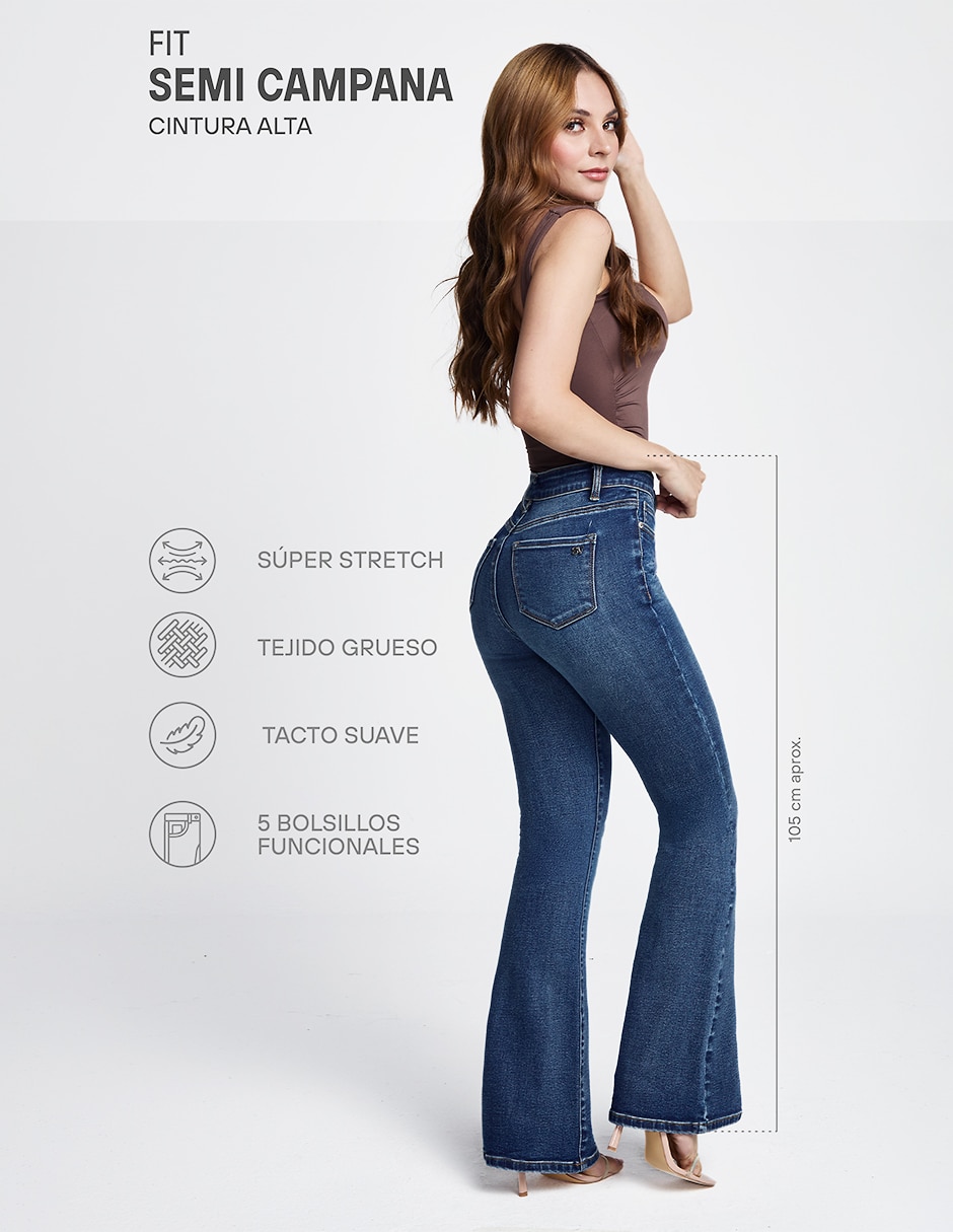 Jeans regular campana para mujer 2