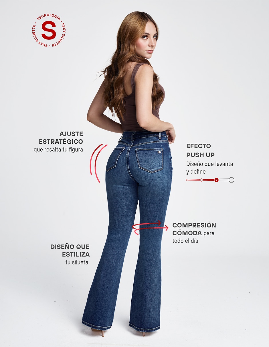 Jeans regular campana para mujer 4