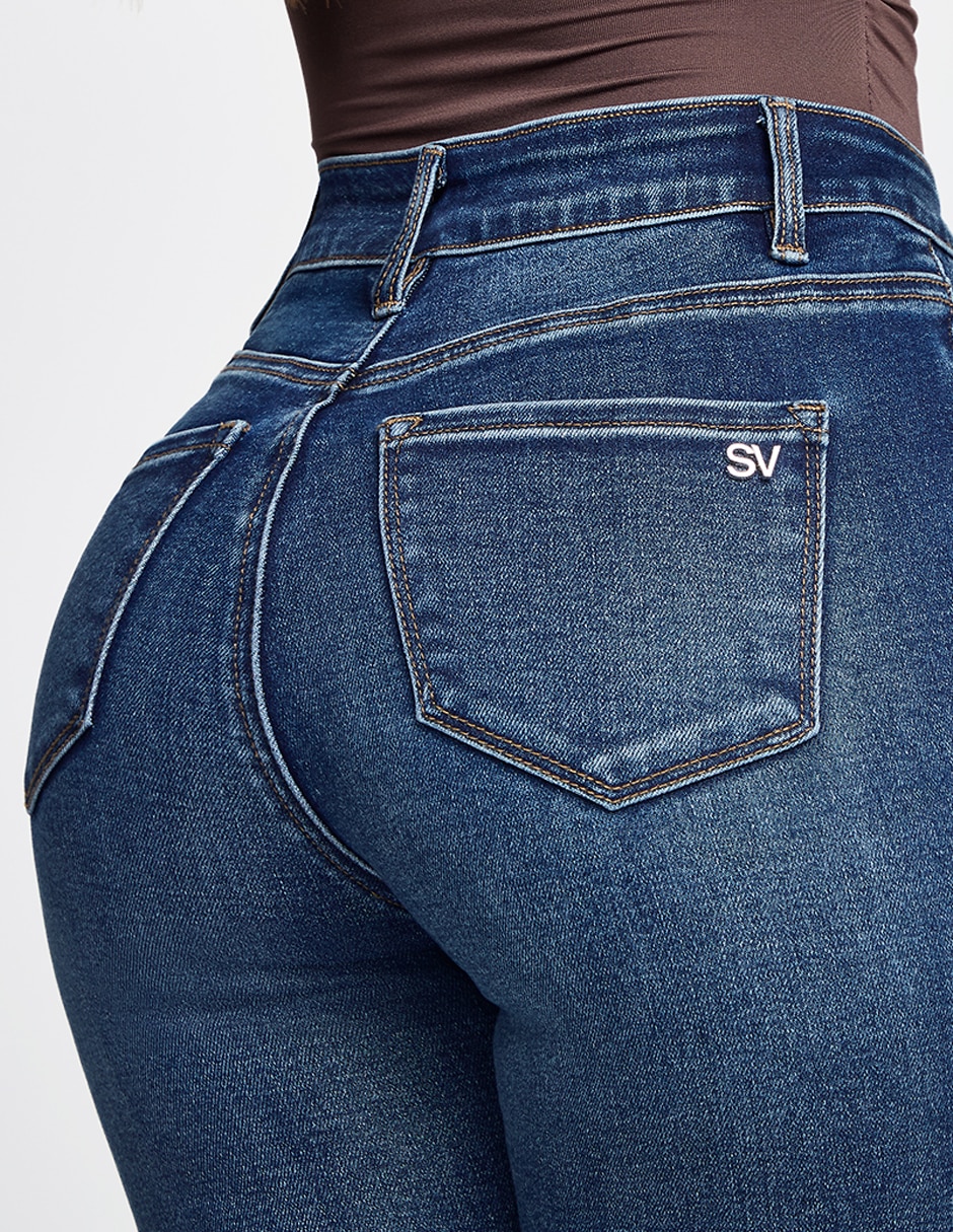 Jeans regular campana para mujer 6