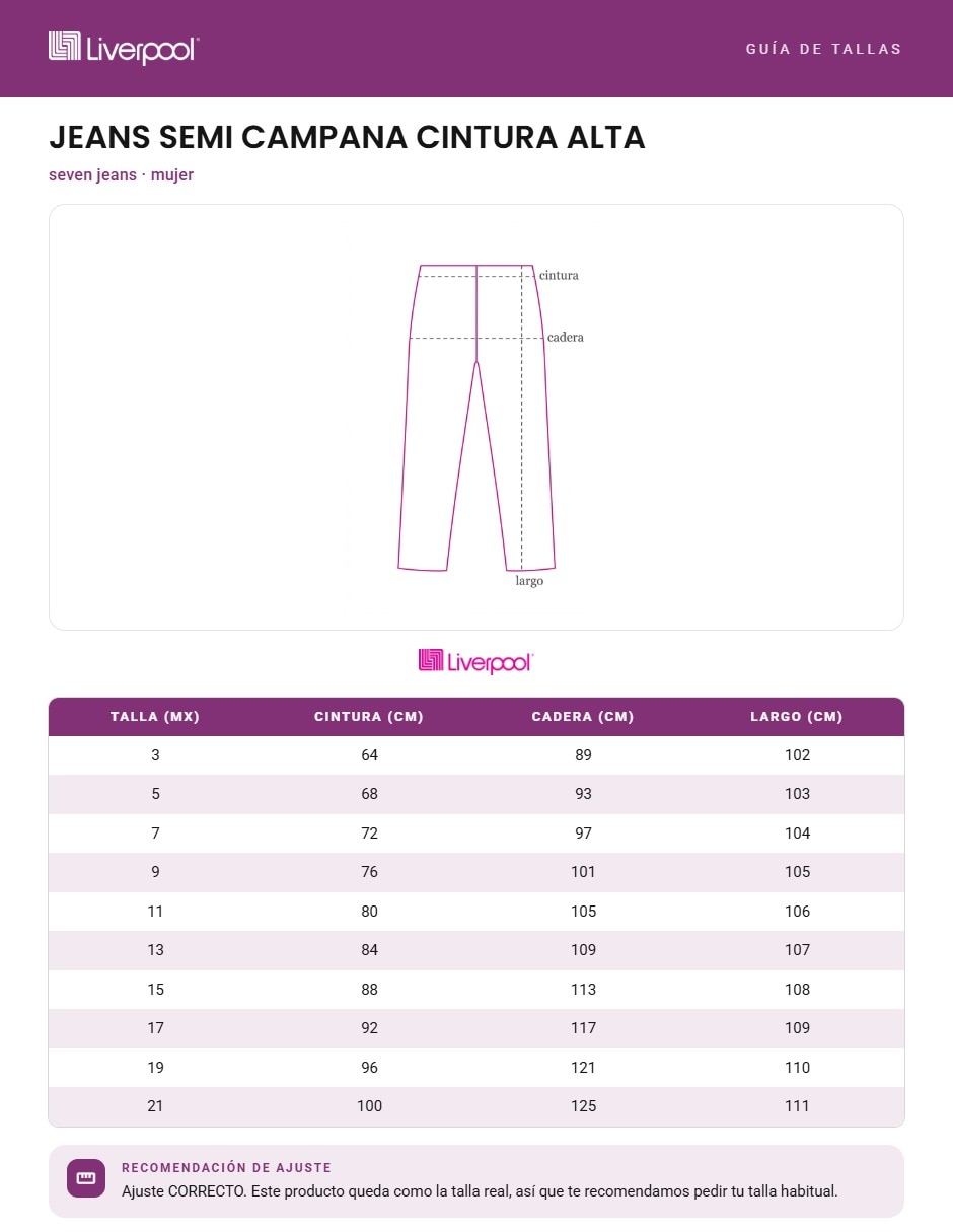 Jeans regular campana para mujer 8