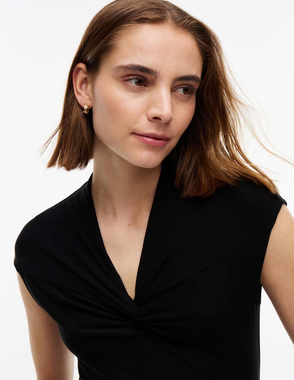 Blusa cintura smock Sin colección manga Corta para mujer 4