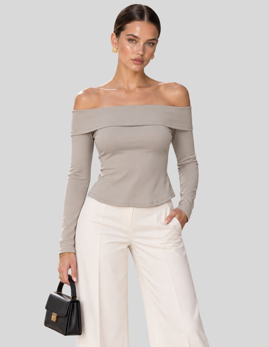 Blusa Blusa Mujer Manga Larga Hombros Descubiertos y Escote Bardot Elegante y Casual Chic manga Larga para mujer Blusa Blusa Mujer Manga Larga Hombros Descubiertos y Escote Bardot Elegante y Casual Chic manga Larga para mujer
