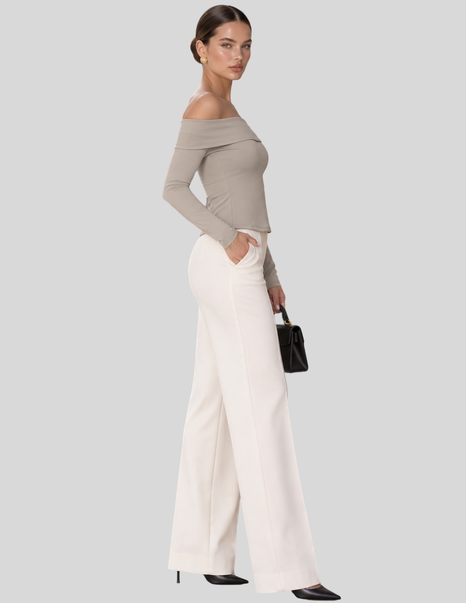 Blusa Blusa Mujer Manga Larga Hombros Descubiertos y Escote Bardot Elegante y Casual Chic manga Larga para mujer 4