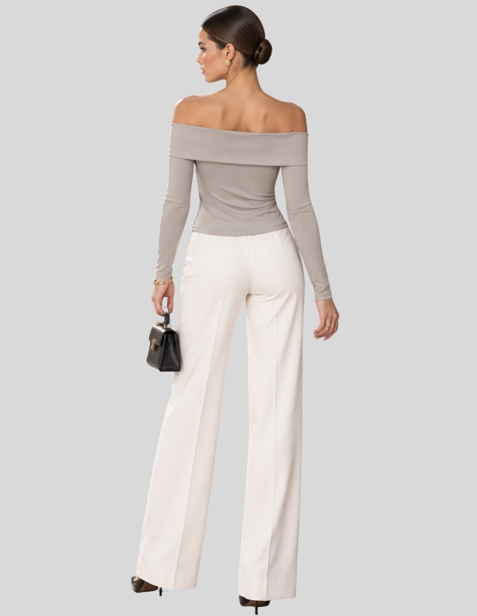 Blusa Blusa Mujer Manga Larga Hombros Descubiertos y Escote Bardot Elegante y Casual Chic manga Larga para mujer 5