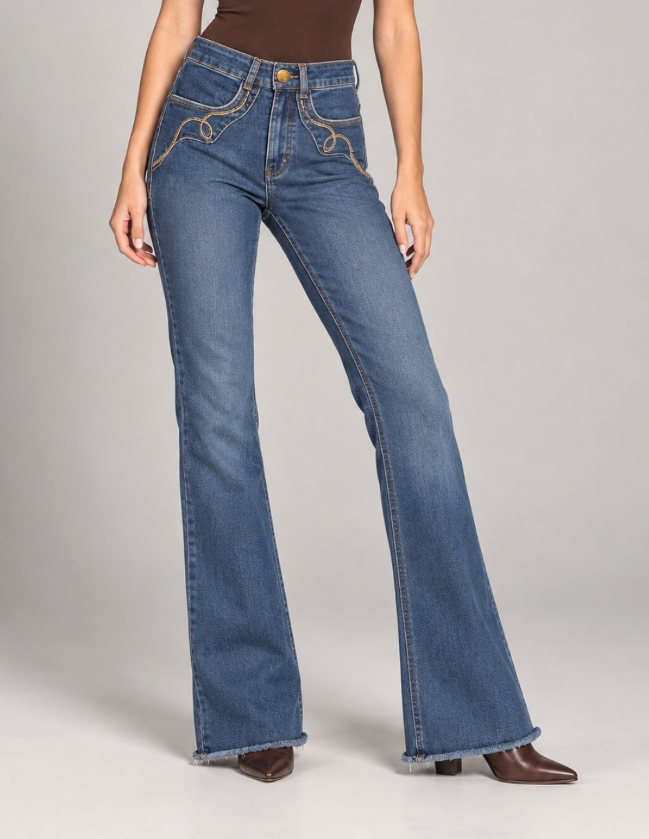 Jeans regular acampanado para mujer Jeans regular acampanado para mujer