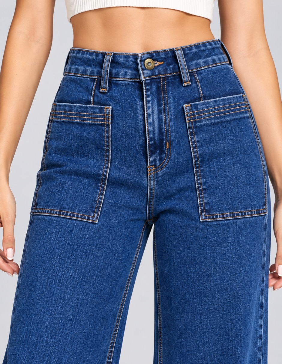 Jeans regular wide leg para mujer 3