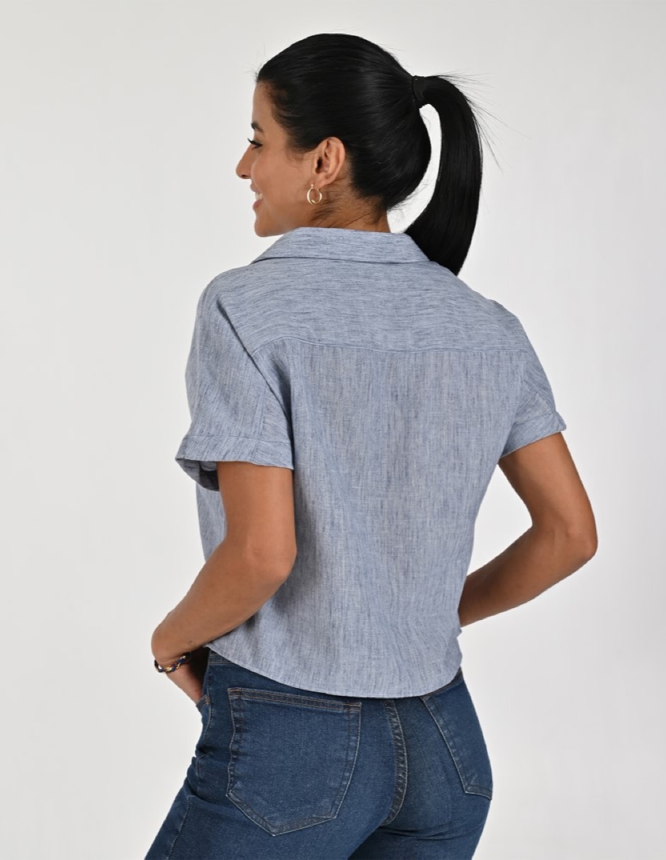 Blusa camisera manga corta para mujer 2