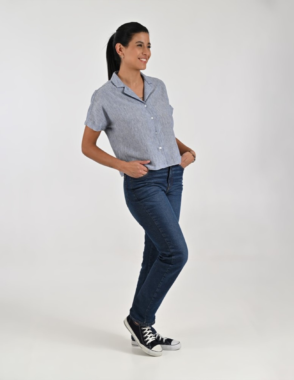 Blusa camisera manga corta para mujer 5