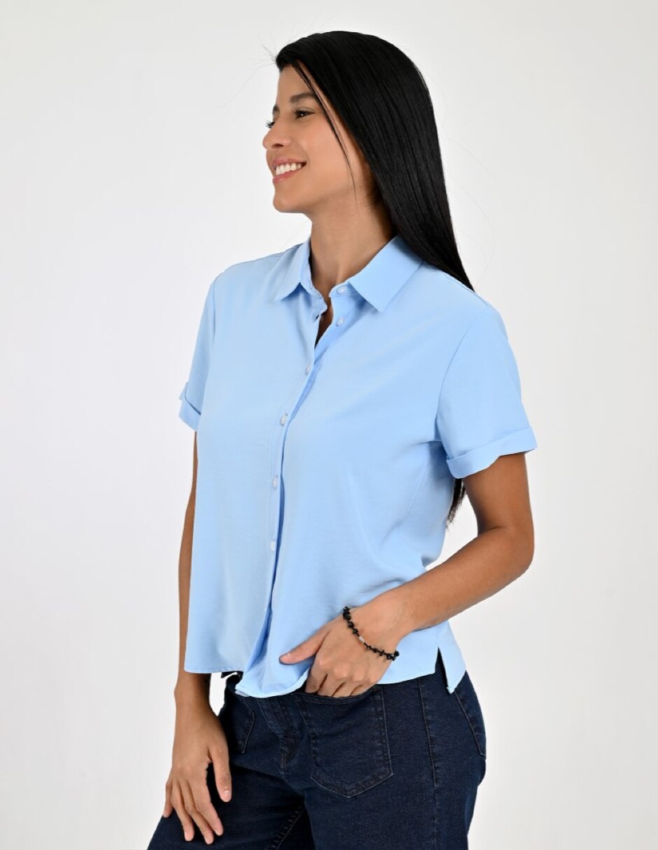 Blusa camisera manga corta para mujer 3