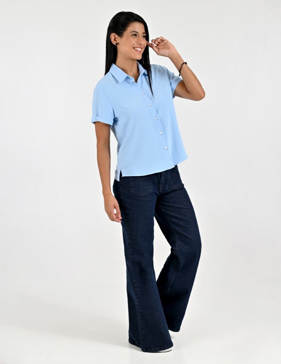 Blusa camisera manga corta para mujer 5