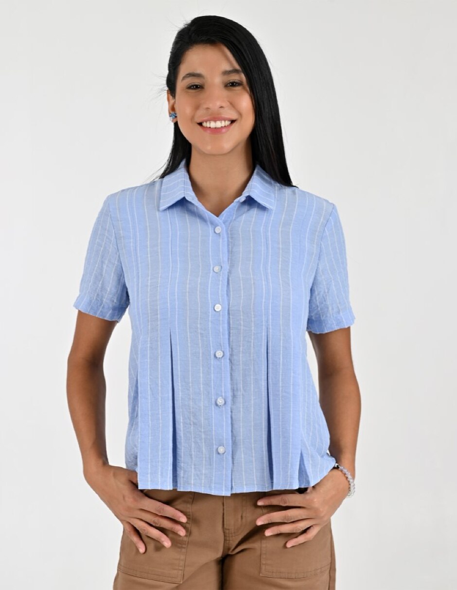 Blusa camisera manga corta para mujer