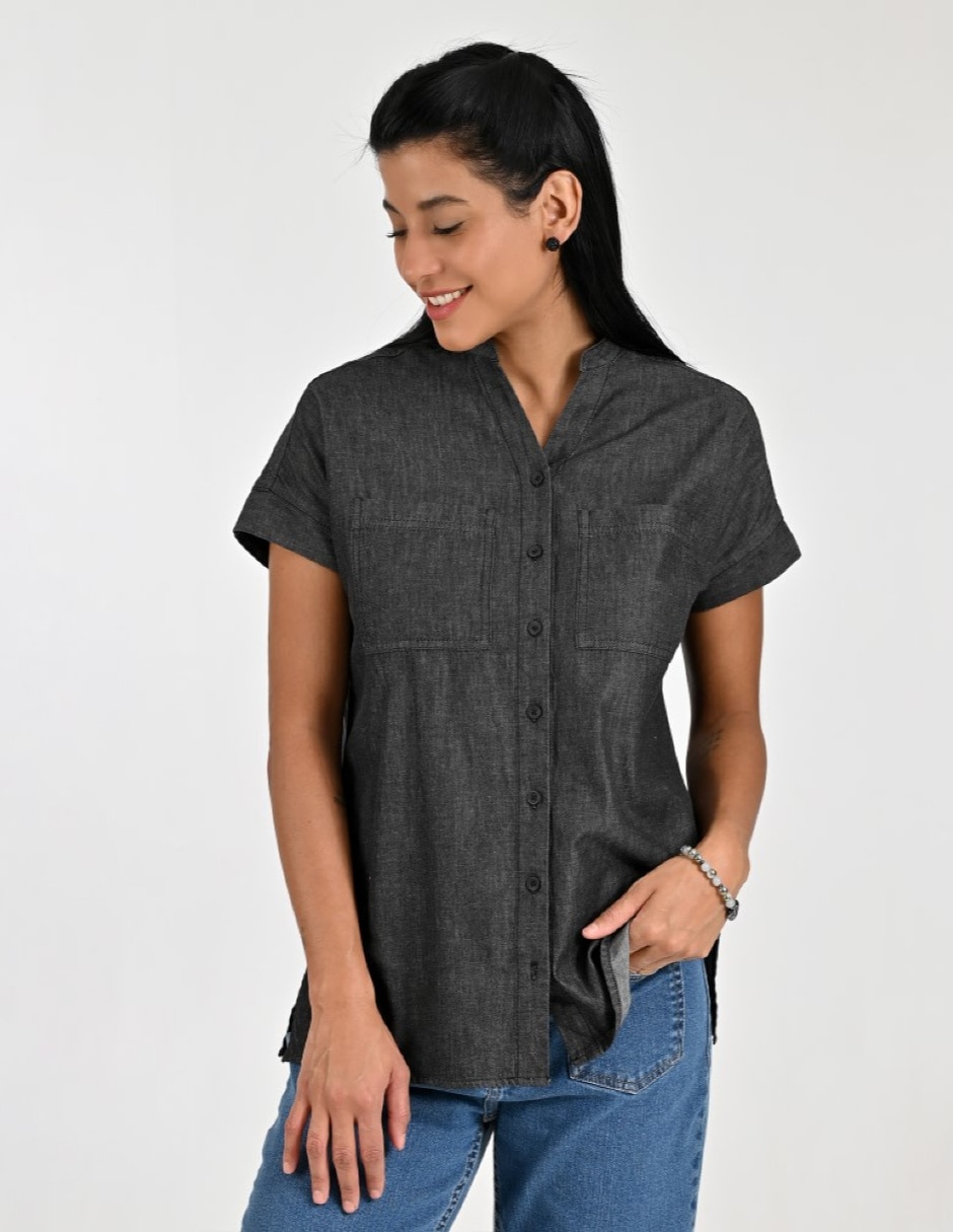 Blusa camisera manga corta para mujer 1