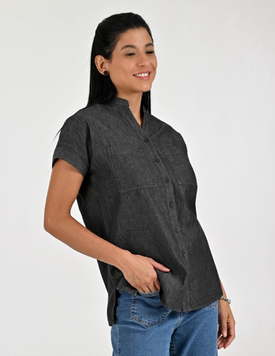 Blusa camisera manga corta para mujer 3