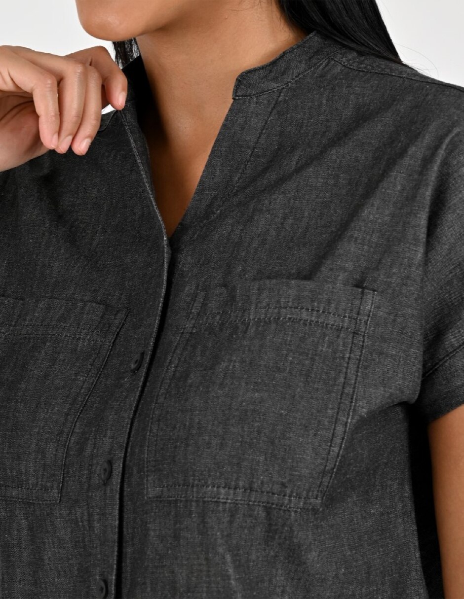 Blusa camisera manga corta para mujer 5