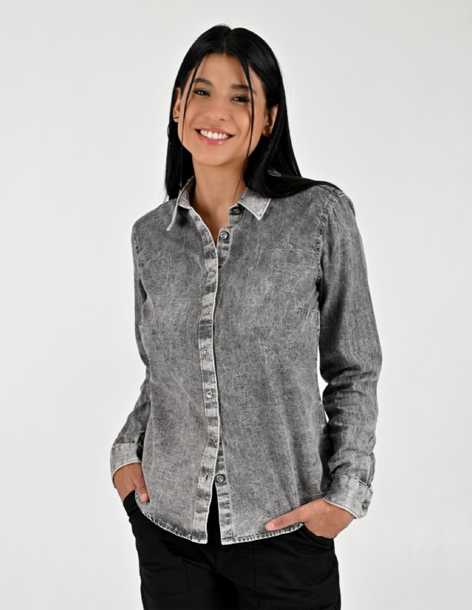 Blusa camisera manga larga para mujer 1