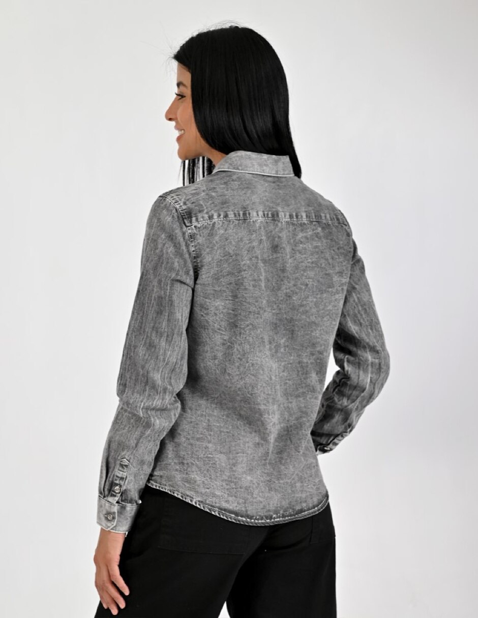 Blusa camisera manga larga para mujer 4