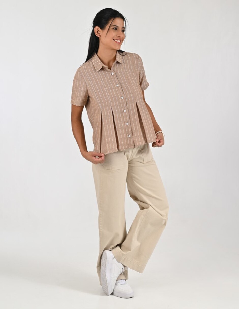 Blusa camisera manga corta para mujer 4