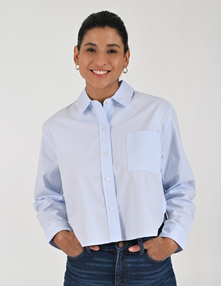 Blusa camisera manga larga para mujer