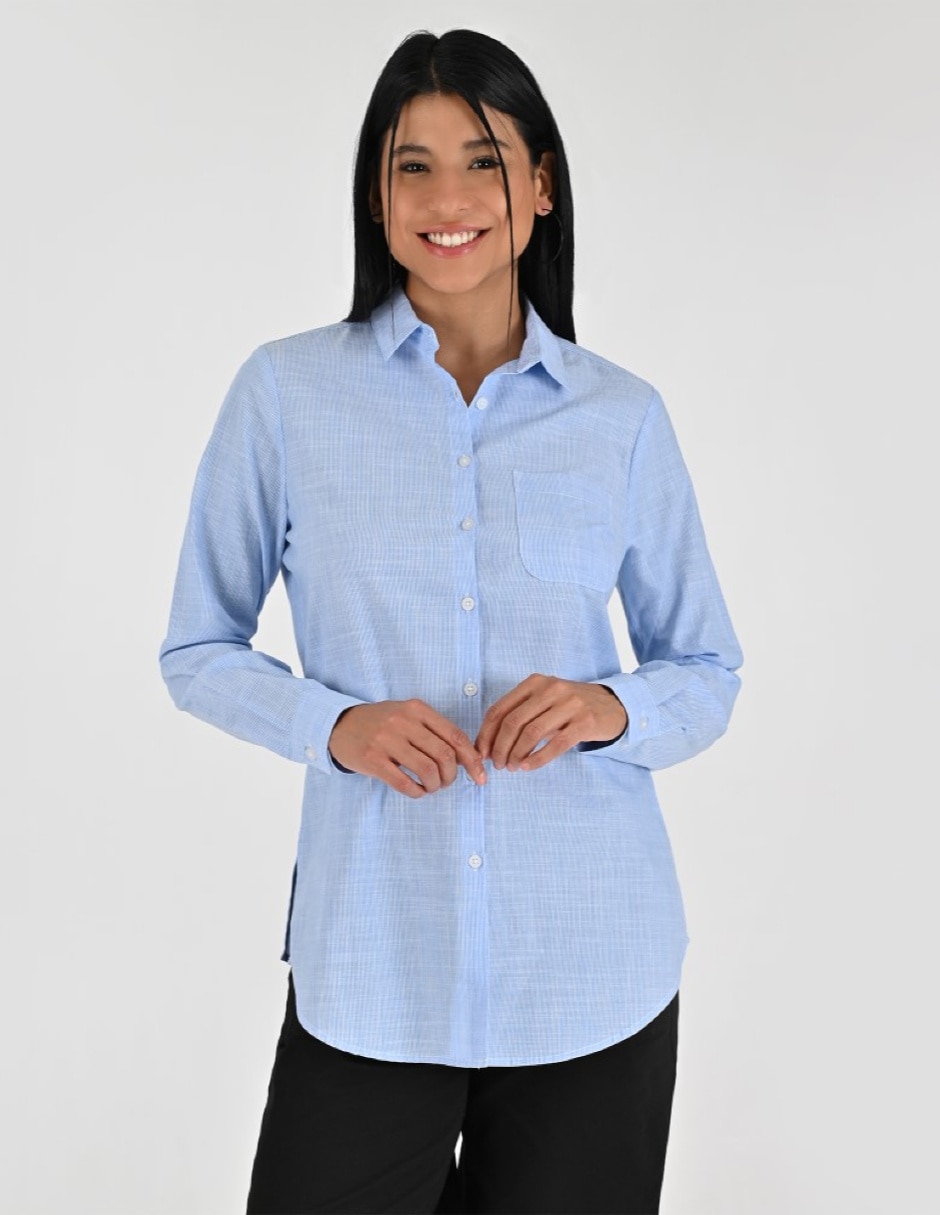 Blusa camisera manga larga para mujer