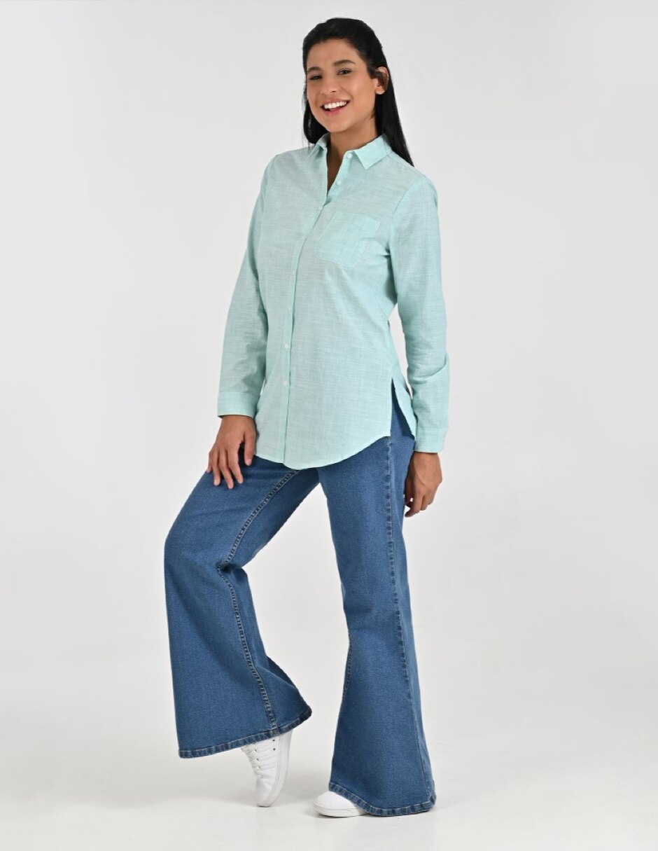 Blusa camisera manga larga para mujer 4