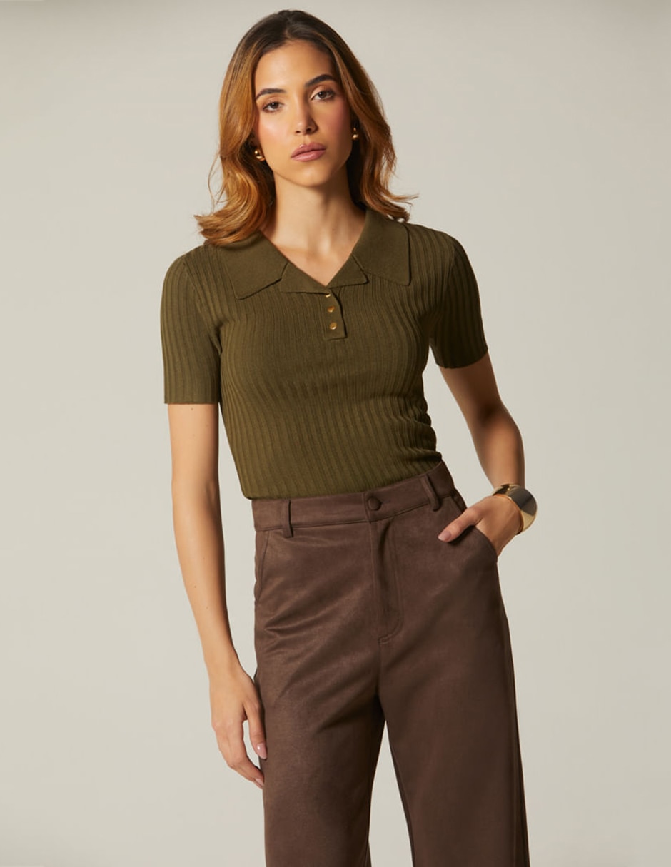 Playera manga cuello polo para mujer Playera manga cuello polo para mujer