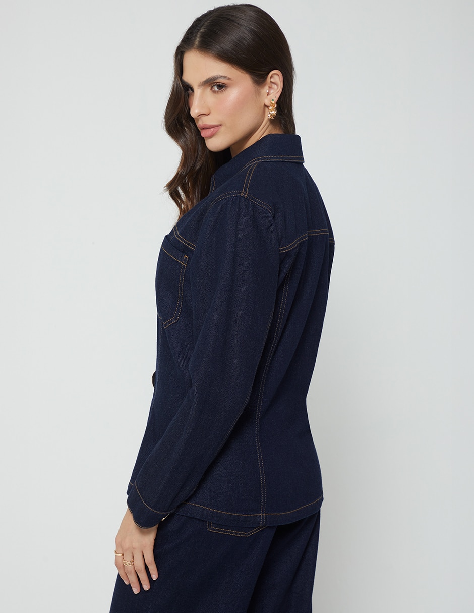 Chamarra golden raw denim de mezclilla para mujer 2